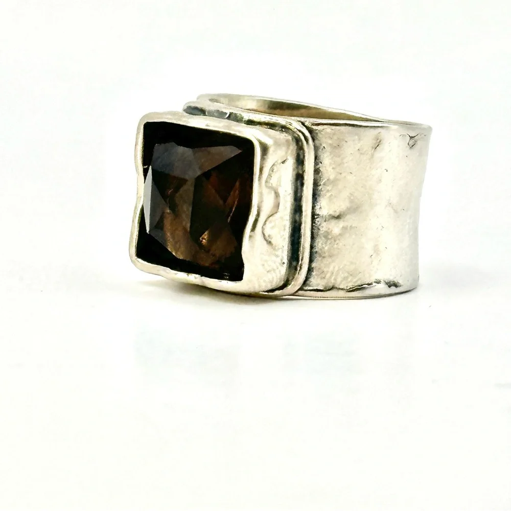 Silpada Retired Vintage R1453 Dusk Til Dawn Silver Smoky Quartz Ring Size 7.75